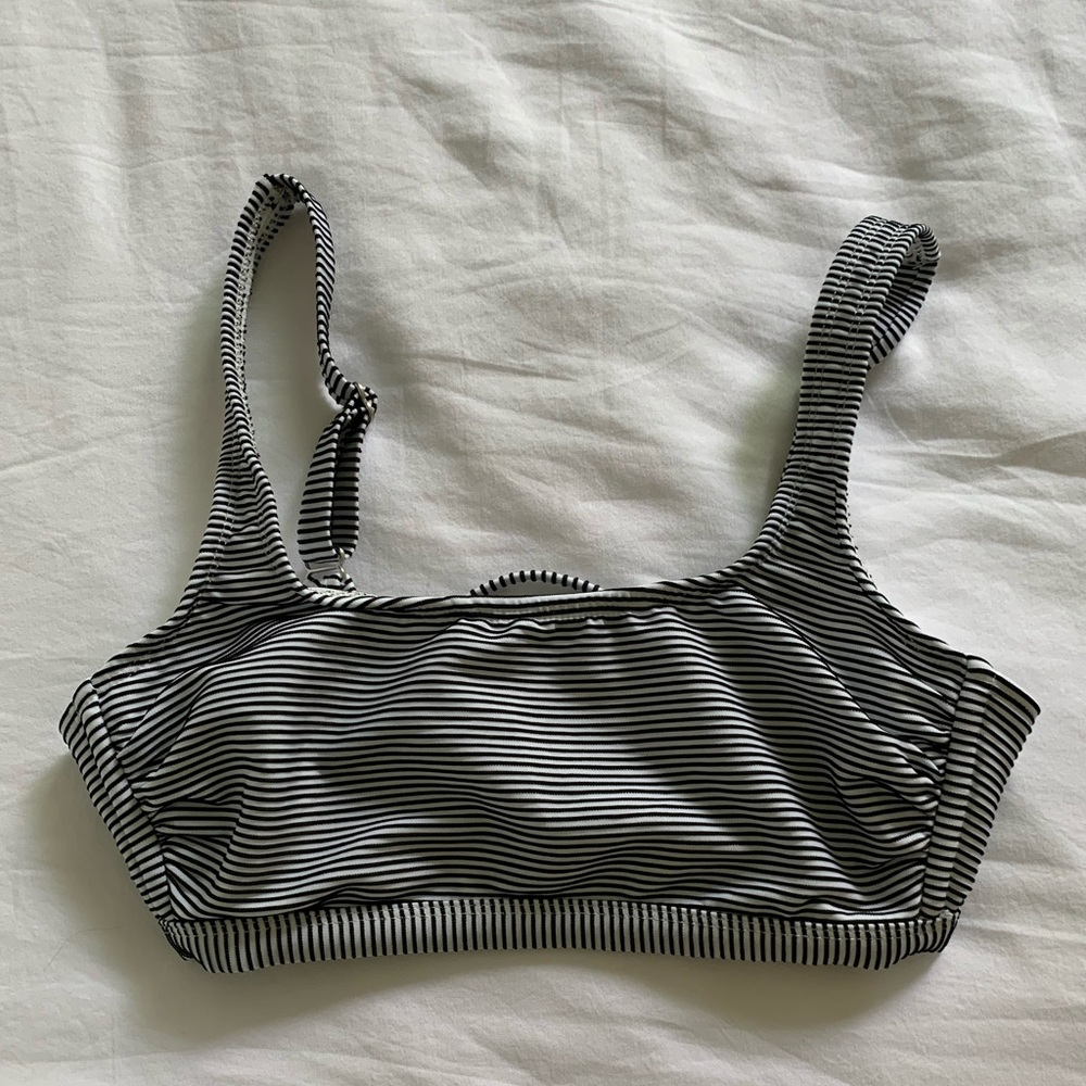 TARGET Black and white textured striped bikini top
